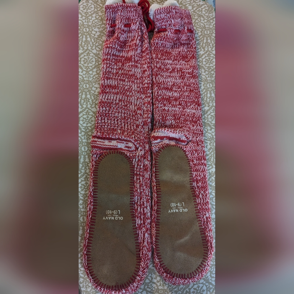 Old Navy Knitted Red And White Knee Socks